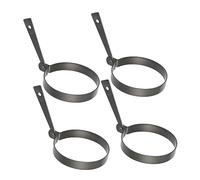 LOPUNER 4 pièces Lot de Moules Œufs Au Plat Antiadhésifs Ronds Inoxydable avec Poignée Pliable Cuisson Facile pour Œufs Pochés Crumpets et Pancakes