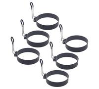 LOPUNER 6 Pièces Anneaux Œufs Acier Inoxydable avec Revêtement Antiadhésif pour Crêpes Omelettes Burgers Ustensiles de Cuisine Multifonctions Empilables et Faciles à Ranger