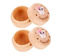 LOPUNER Boîte De Collecte De Dents De Lait En Bois Pour Garçon Et Filles Lot De 2 Boîtes Rondes Multifonctions Design Moderne Solide Coffret Souvenir Sécurisé Pour Bébés Garçons Et Filles