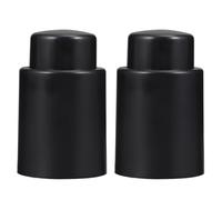 LOPUNER Bouchon de Bouteille de Vin sous Vide Noir 2pcs en Abs et Silicone Facile à Installer et Détacher Conserve le Vin Frais