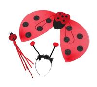 LOPUNER Déguisement Garçon et Filles 1 Set avec Ailes Pliables, Serrage-tête Antenne et Baguette de Fée en Tissu Rouge, Design Attractif pour Cosplay et Amusement Plusieurs styles