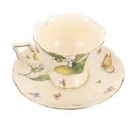 LOPUNER Ensemble de Tasses en Céramique et Design Romantique et Fleur Résistance aux Chocs Vintage avec Soucoupes pour Thé à L'après-midi Français
