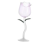 LOPUNER Flûte à Vin en Verre Cristal Design Rose Délicat, Titulaire Élégant pour Stocker Vin et Whisky, Décoration Originale pour Mariage ou Anniversaire
