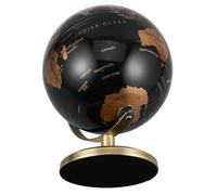 LOPUNER Globe Terrestre Vintage de Bureau 14 CM Noir et Or Support en Laiton Antique Globe Décoratif Rotatif en Anglais pour Décoration Maison et Bureau