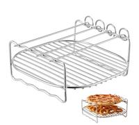 LOPUNER Grille Rectangulaire et Résistante la Déformation en Acier Inoxydable Support Barbecue Double Niveau, Multi-usages pour Friteuse à Air Brochettes