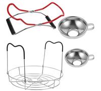 LOPUNER Kit D'accessoires Cuisine pour Extraction Facile de Conserves 4 Pièces en Acier Inoxydable Lève-bocal Antidérapant et Entonnoir Levage Sécurisé
