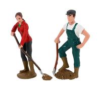 LOPUNER Lot de 2 Figurines de Fermier et Fermière Miniatures, Modèles Agricoles Simulés, Décoration Ludique pour Garçon et Filles, Scène de Ferme, Jeu de Rôle Agricole, Accessoires