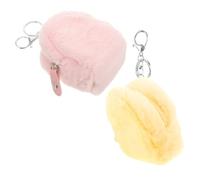 LOPUNER Lot de 2 Mini Porte-Monnaie en Peluche Kawaii pour Filles Paquet à Main en Peluche Douce Format Compact Porte-Clés Mignon pour Pièces Clés et Écouteurs Accessoires pour
