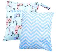 LOPUNER Lot De 2 Pochettes à Couches Réutilisables Étanches pour Bébé, Taille Moyenne, Polyester Imperméable Double Fermeture Éclair, Voyage Plage Piscine Yoga, Ensemble Pratique Et Léger