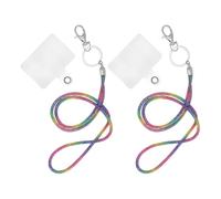 LOPUNER Lot de 2 Porte-badges Transparents avec Clip et Cordon Rond Orné de Strass Colorés, Pochette pour Carte D'identité ou Badge Personnel, Accessoire Élégant pour Événements