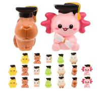LOPUNER Lot de 21 Mini Animaux en résine pour la Remise des diplômes - Figurines de Fin d'études 2026 avec Toque - Décorations Originales et Souvenirs pour Les fêtes et Les Loisirs créatifs