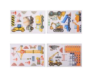 LOPUNER Lot de 4 autocollants muraux pour fenêtres sur le thème des véhicules et des transports : décoration pour chambre d'enfant (cadeau d'anniversaire, etc.).
