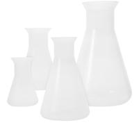 LOPUNER Lot de 4 Fioles Erlenmeyer en Plastique, Bouteilles Isothermes Coniques de 50ml à 500ml, Faciles à Transporter et Utiliser pour Laboratoire Scolaire