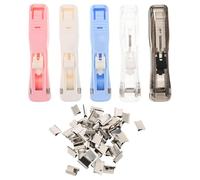 LOPUNER Lot de 5 agrafeuses à pression avec clips de rechange, mini agrafeuses à pince pour l'organisation des documents sur le bureau, à la maison, à l'école ou bureau.