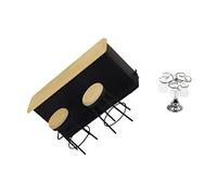 LOPUNER Miniature Bar Counter Set for Playhouse Decoration Home Ornament with Square Base Glasses and Cup Holder for Mini Room Accessories