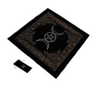 LOPUNER Nappe de Divination Tarot en Velours 600x600 Mm avec Pochette de Rangement pour Cartes de Tarot, Motif Pentagramme et Phases Lunaires, 2 Pièces, Accessoires Mystiques pour Jeu