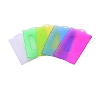 LOPUNER Pack de 20 Porte-badges Nominatif en Plastique Translucide avec Fente Unique et Emplacement Pouce, pour Cartes de Crédit et Cartes de Bus en Usage Extérieur Couleur Aléatoire