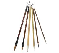 LOPUNER Pinceaux de Calligraphie Chinoise Lot de 6 en Bois et Nylon Écriture Fluide et Absorption Facile, pour Peinture à L'encre Traditionnelle