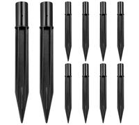 LOPUNER Piquets D'éclairage Solaire Noirs en Plastique Abs, 10 Pièces Réutilisables pour Lampes de Jardin Extérieures, Installation Facile pour Chemins et Décoration Extérieure