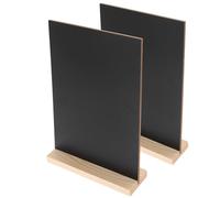 LOPUNER Sets de Petits Tableaux Noirs en Bois avec Support Lot de 2 Tableau Ardoise Rectangulaire Simple Face, Décoration Bar Élégante et Pratique Écrire des Messages pour
