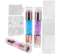 LOPUNER Tampon pour Nail Art Double Tête en Silicone 3pcs Protection de Tête, Transfert de Motifs Précis pour Manucure et Pratique à Domicile Couleur Aléatoire