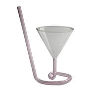 LOPUNER Verre à Cocktail Spiralé en Verre Borosilicaté Rose, Design Créatif | Paille Intégrée, Usage Chaud ou Froid, pour Fêtes et Quotidien, Coupe à Long Col