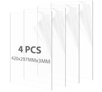 LOPYXBR 4 Pièces Plaque Acrylique Transparente A3 3 mm | Film double face; feuille plastique rigide pour cadre, affichage, gravure laser et projets DIY
