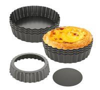 LOPYXBR Lot de 12 moules à tarte avec fond amovible - 12 cm - Petit moule à quiche avec fond amovible - Anti-adhésif - Mini moules à tartelettes - En acier au carbone