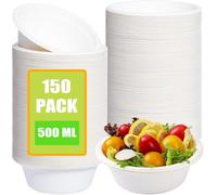 LOPYXBR Lot de 150 Bols Jetables 500ml/17oz, Assiette Creuse Jetable en Carton, Bol Carton Jetable, Bols à Soupe Jetables Pour Soupe Chaude, Fête, Maison, Pique-Nique