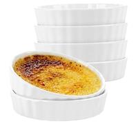 LOPYXBR Lot de 6 Ramequins Ceramique, Moules 12,8 cm pour Creme Brulee Souffle Tartelette, Petits Plats Four Micro Ondes, Dessert et Service Table Cuisine