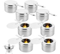LOPYXBR Lot de 8 récipients à pâte combustible en acier inoxydable avec couvercle, brûleur à fondue, récipient pour buffet, hotpot, cuisine sèche, camping, randonnée, extérieur