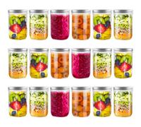 LOPYXBR Mason Jar Lot de 18 bocaux de conservation avec couvercles à visser 500 ml avec couvercles pour confiture, miel, yaourt, concombres et oats de nuit
