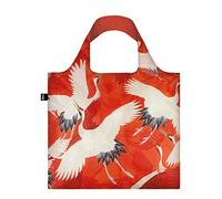 LOQI Museum Woman's Haori White and Red Cranes Bag Sac de Plage, 50 cm, 20 liters, Multicolore (Multicolour)