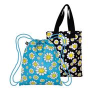 LOQI Smiley Sac à dos recyclé réversible Motif fleurs, multicolore, L