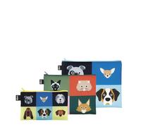 LOQI Zip pocket Stephen Cheetham Lot de 3 Dogs & Cats Recycled, multicolore