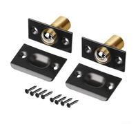 Loquet à bille pour portes de placard intérieures à ressort réglable en acier inoxydable Design discret Loquet invisible en laiton robuste pour porte de placard Noir (pare-chocs noirs x 2)