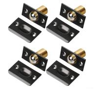 Loquet à bille pour portes de placard intérieures à ressort réglable en acier inoxydable Design discret Loquet invisible en laiton robuste pour porte de placard Noir (pare-chocs noir* 1)