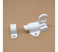 Loquet à ressort automatique en alliage d'aluminium pour portes et battants - Verrou de porte à fermeture automatique avec tirette pour anneau, 58 x 44 mm, noir/blanc/aileron argenté (blanc)