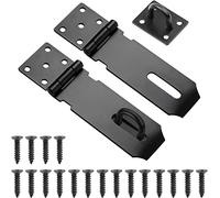 Loquet de Cadenas Agrafe, 2 Pièces Porte Verrou de Porte Moraillon De Verrou en Acier Inoxydable 4 Pouces Avec Des Vis Verrou de Porte Cadenas, pour Placard, Tiroir, Porte du jardin (Noir)