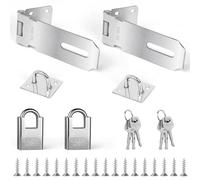 Loquet de Cadenas Agrafe Set - 2 Pièces Verrou Porte Exterieur avec rgent Moraillon de Cadenas, Serrure Porte pour Porte en Bois, Jardin, Fenêtres, Garage, Cage