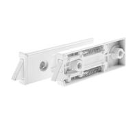 Loquet de Fenêtre à Enclenchement Blanc en Métal, Ressort Intégré | Remplacement Compatible, Support Réglable, pour Fenêtres à Guillotine et Vinyle, Installation Rapide
