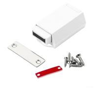 Loquet de placard à pousser pour armoires de cuisine et de salle de bain - Loquet magnétique en alliage de zinc, 62 x 39 mm, noir ou blanc, fermeture silencieuse robuste (blanc)