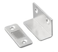 Loquet de placard magnétique en acier inoxydable pour porte fine pour placard, tiroir, bibliothèque, aimant puissant pour vis et placard (argenté)