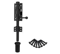 Loquet de portail et boulons - Verrou de porte épais et robuste 304 - En acier inoxydable - Noir - Avec vis et conteneur à poussière (200 mm)