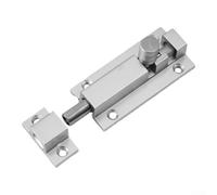 Loquet de porte coulissante en acier inoxydable avec vis de montage pour une installation horizontale et verticale sur portes d'armoires (argenté, 7,6 cm)