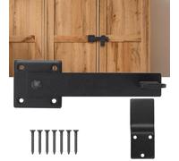 Loquet de porte de grange à rabat en acier robuste réversible pour portes extérieures et intérieures, 14 x 5 x 5 cm, fer noir