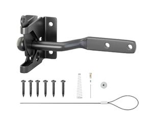 Loquet de Portillon à Verrouillage Automatique,Verrou de Porte Noir à Fermeture Automatique | Serrure Résistante Aux Intempéries Pour Sécurité Métal Bois Jardin Terrasse Grange Ferme Abri Piscine
