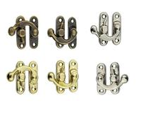 Loquet de serrure à pêne pour porte Lot de 12 mini boîtes à bijoux en bois avec vis, quincaillerie for meubles, cadenas bronze et fer, crochet verrouillage(Bronze,Right hook 29x33.0mm)