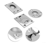 Loquet de trappe de bateau encastré en acier inoxydable 316 avec anneau de levage pour trappes de sol et portes de poche (64 x 46 mm)