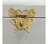 Loquet papillon en bronze antique pour boîtes à bijoux en bois, boîtes de rangement vintage, quincaillerie de porte en alliage de zinc, 50 x 43 mm, serrure décorative avec vis (bronze jaune)